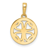 14k Yellow Gold Multi-Tone Four-Leaf Clover Pendant, Openwork Lucky Charm Design