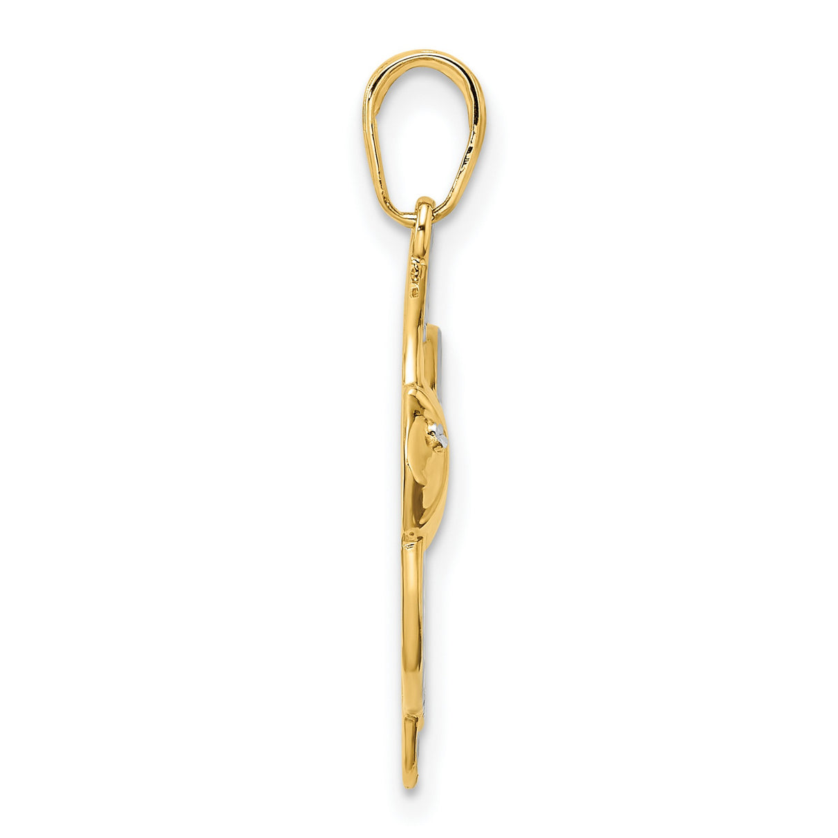 14k Yellow Gold Angelfish Pendant, Diamond-Cut Textured Ocean Theme Jewelry