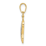 14k Multi-Tone Gold Turtle Pendant with Diamond Cut Scrollwork, Ocean-Inspired Design