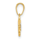 14k Multi-Tone Gold Ichthys Pendant with Openwork Design and Diamond-Cut Accents