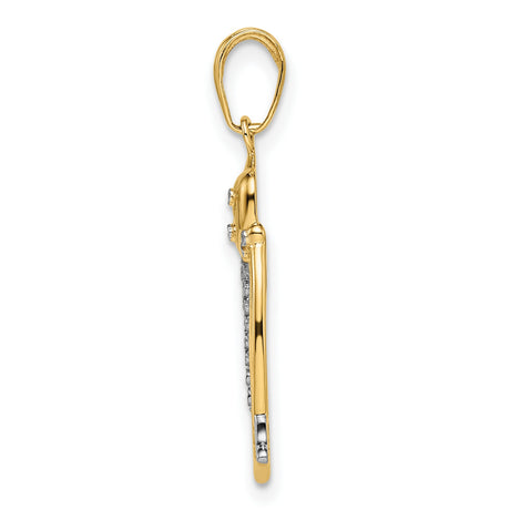 Diamond-Cut Cat Charm Pendant in Real 14k Multi-Tone Gold