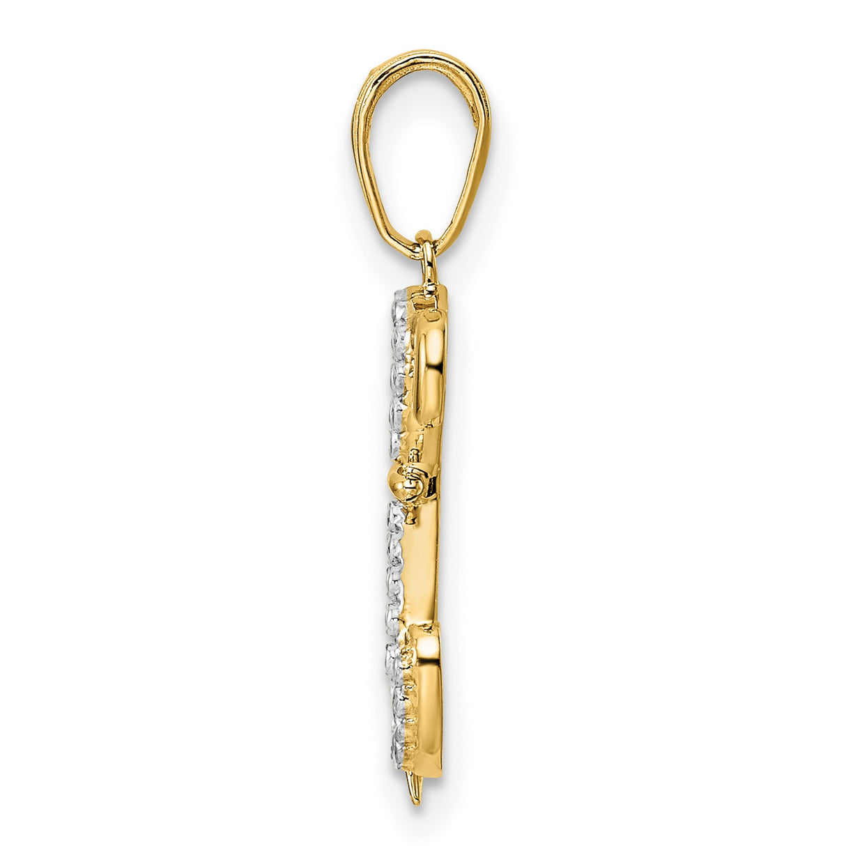 14k Multi-Tone Gold Ankh Pendant with Anchor and Cross, Christian Religious Symbol