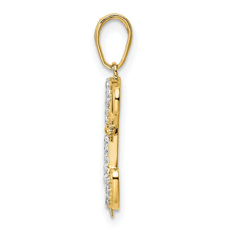 14k Multi-Tone Gold Ankh Pendant with Anchor and Cross, Christian Religious Symbol