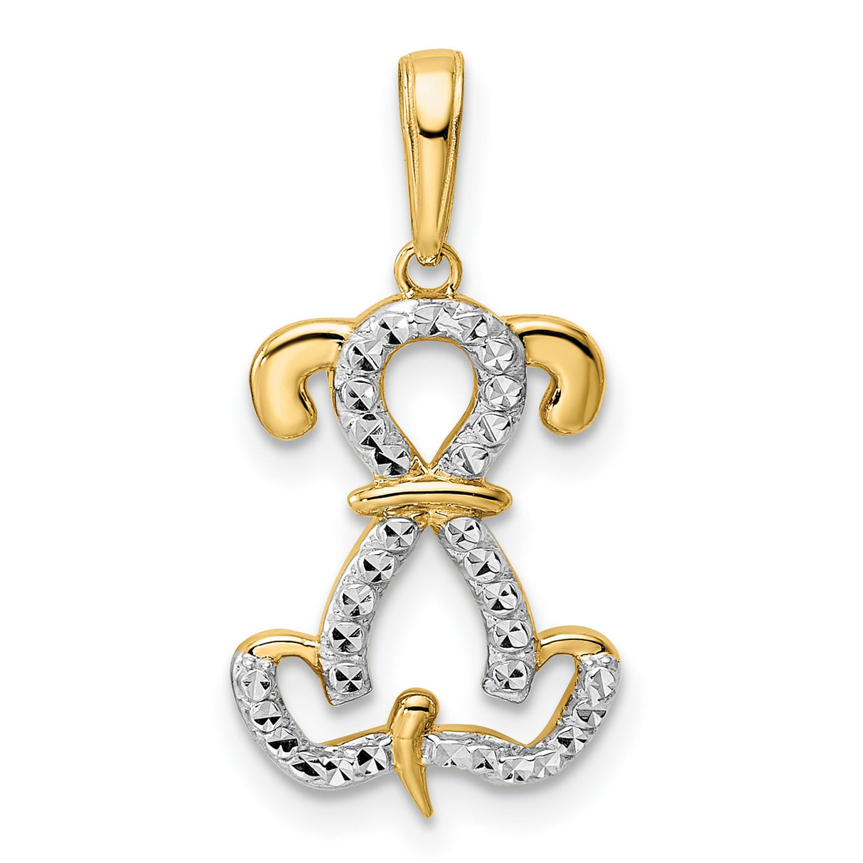 14k Multi-Tone Gold Ankh Pendant with Anchor and Cross, Christian Religious Symbol
