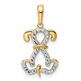 14k Multi-Tone Gold Ankh Pendant with Anchor and Cross, Christian Religious Symbol
