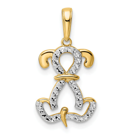 14k Multi-Tone Gold Ankh Pendant with Anchor and Cross, Christian Religious Symbol