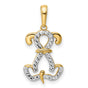 14k Multi-Tone Gold Ankh Pendant with Anchor and Cross, Christian Religious Symbol