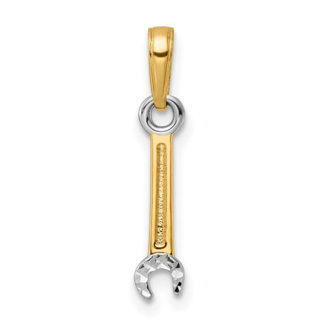 14k Multi-Tone Gold Wrench Pendant, Realistic Spanner Design for Mechanics or Unisex Wear