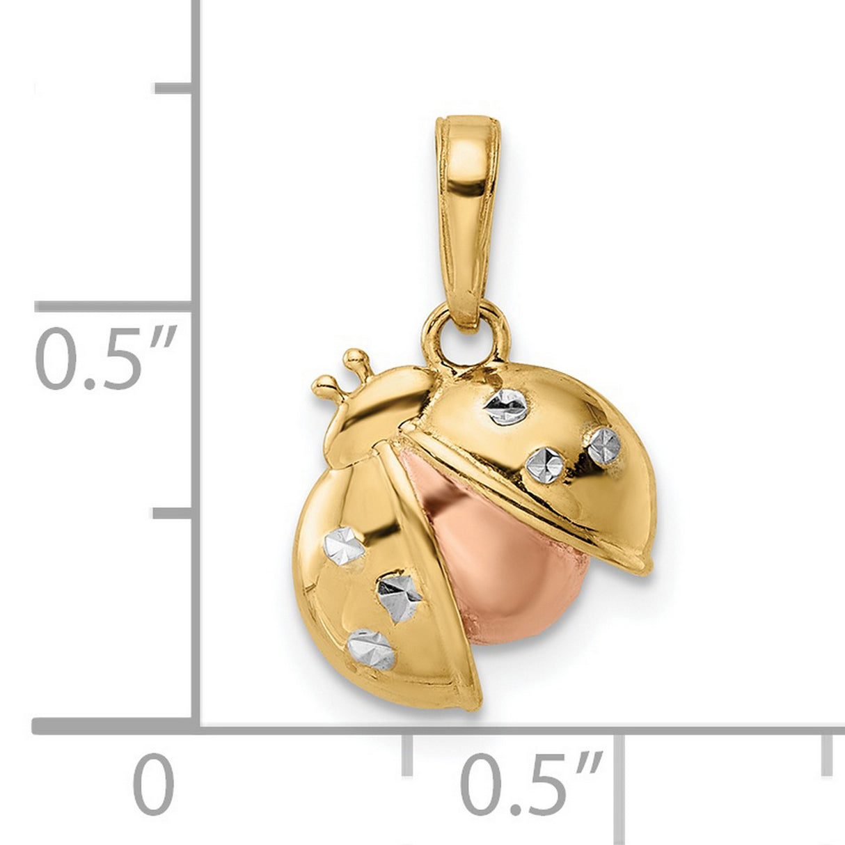 14k Multi-Tone Gold Ladybug Pendant with Diamond-Cut Accents, Whimsical Nature Jewelry for Women