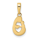 14k Multi-Tone Gold Teardrop Pendant with Rhodium Accent, Mother Embrace and Heart Charm