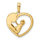 14k Multi-Tone Gold Heart Pendant with Mother Holding , Family Bond Design