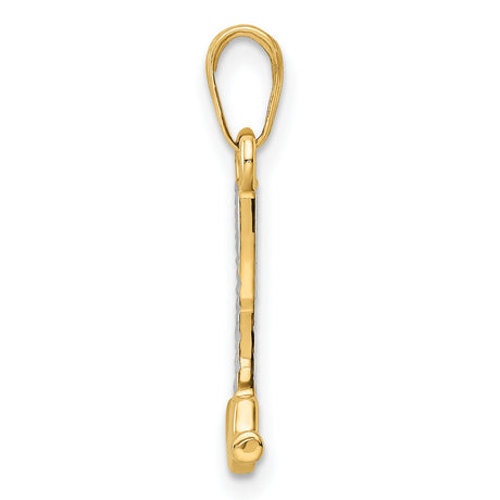 14k Yellow Gold Multi-Tone Hammer Pendant with Textured Handle and Polished Head for Men