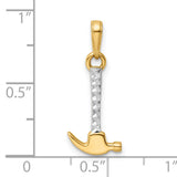 14k Yellow Gold Multi-Tone Hammer Pendant with Textured Handle and Polished Head for Men