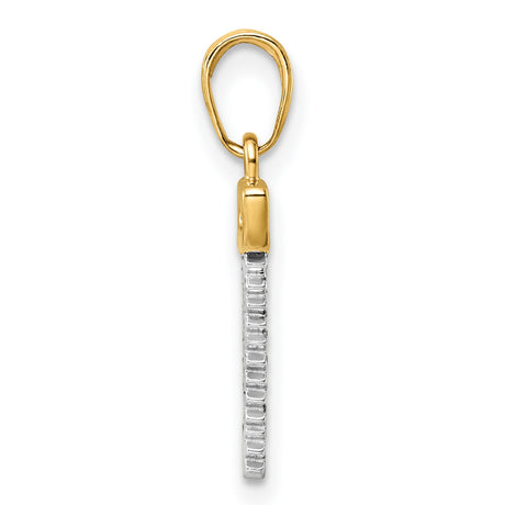 14k Multi-Tone Gold Hand Saw Pendant, Two-Tone Carpenter Tool Jewelry Charm for Men
