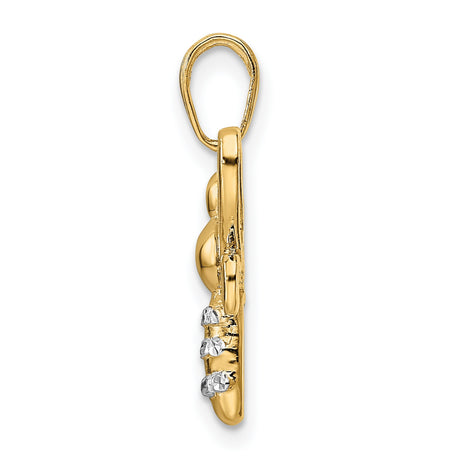 14k Two-Tone Gold Bee Pendant, Textured Insect Design, Nature Inspired Charm for Women
