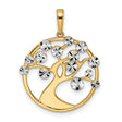 Diamond-Cut Tree of Life Charm Pendant in Real 14k Multi-Tone Gold