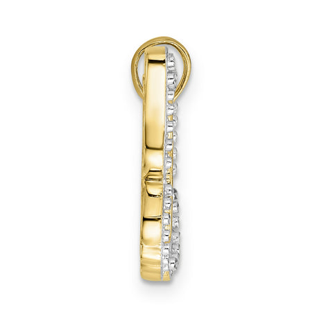 14k Multi-Tone Gold Butterfly Pendant with Openwork Diamond-Cut Design for Women