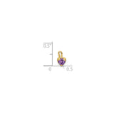 14k Yellow Gold Heart Pendant with Synthetic Amethyst Birthstone for Women
