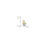 14k Yellow Gold Heart Pendant with Synthetic Birthstone, Dainty Romantic Charm for Women