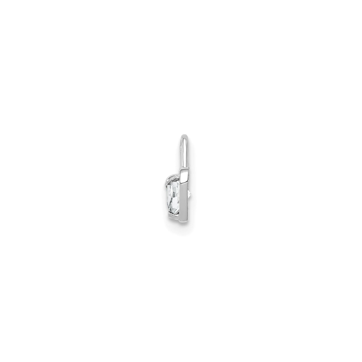14k White Gold Heart Pendant with Round Synthetic Birthstone, Romantic Jewelry for Women