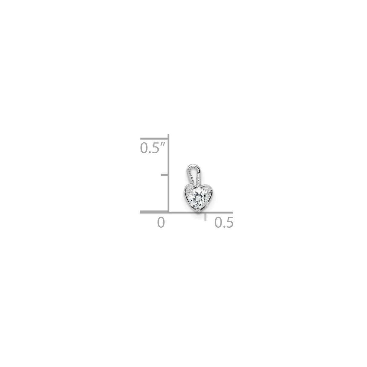 14k White Gold Heart Pendant with Round Synthetic Birthstone, Romantic Jewelry for Women