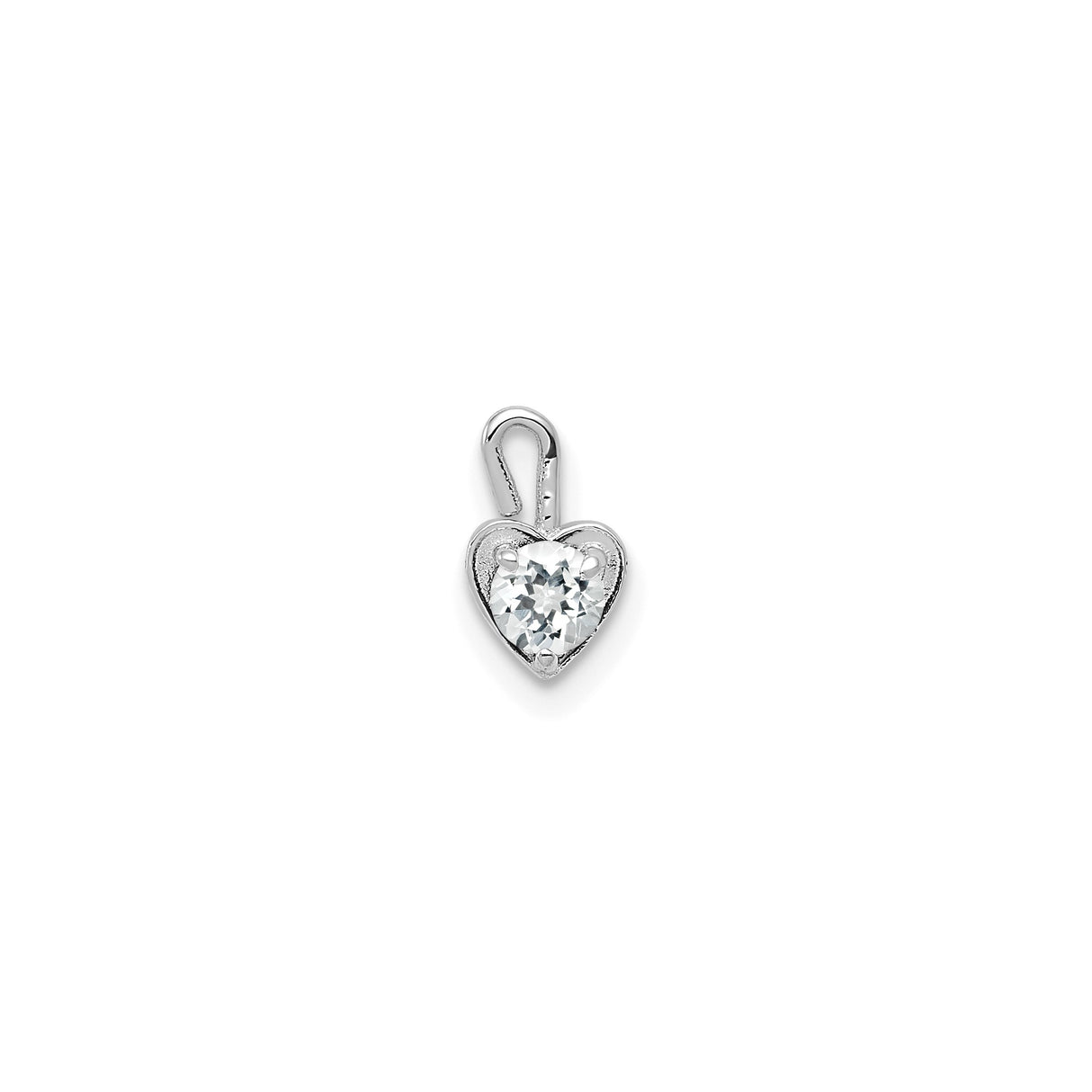 14k White Gold Heart Pendant with Round Synthetic Birthstone, Romantic Jewelry for Women
