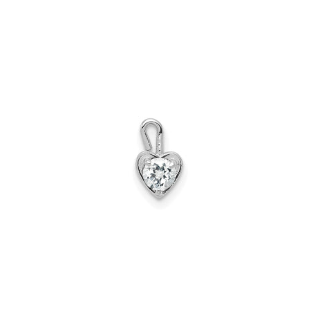 14k White Gold Heart Pendant with Round Synthetic Birthstone, Romantic Jewelry for Women
