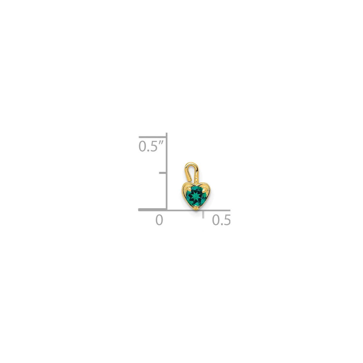 14k Yellow Gold Heart Pendant with Synthetic Green Birthstone, May Jewelry for Women