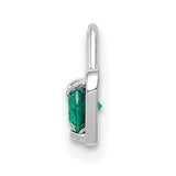 May Synthetic Birthstone Heart Charm Pendant in Real 14k White Gold