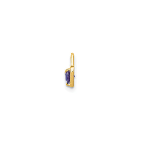 14k Yellow Gold Heart Pendant with Round Purple Synthetic Birthstone, Romantic Charm for Women
