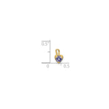 14k Yellow Gold Heart Pendant with Round Purple Synthetic Birthstone, Romantic Charm for Women