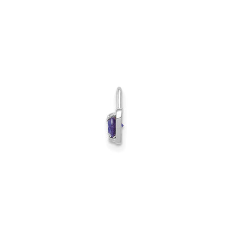 14k White Gold Heart Pendant with Synthetic Birthstone, Minimalist June Jewelry for Women