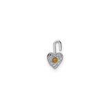 14k White Gold Heart Pendant with Synthetic Yellow Gemstone, November Birthstone Design