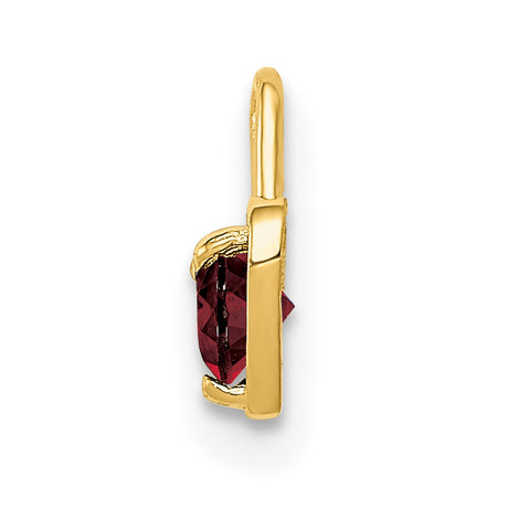 July Synthetic Birthstone Heart Charm Pendant in Real 14k Yellow Gold