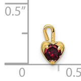 July Synthetic Birthstone Heart Charm Pendant in Real 14k Yellow Gold