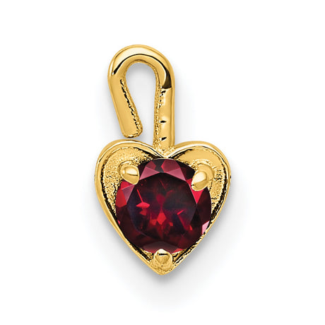 July Synthetic Birthstone Heart Charm Pendant in Real 14k Yellow Gold