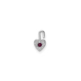 14k White Gold Heart Pendant with Garnet Synthetic Birthstone, Romantic Jewelry for Women