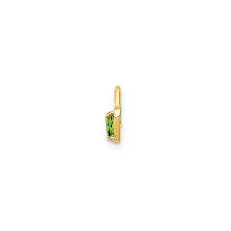 14k Yellow Gold Heart Pendant with Synthetic Green Peridot, Romantic August Birthstone Jewelry