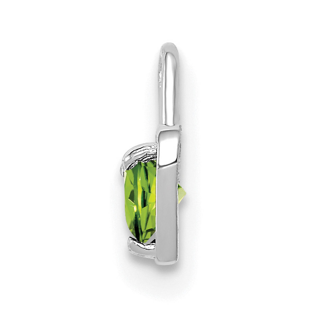 14k White Gold Heart Pendant with Synthetic Peridot, August Birthstone Jewelry for Women