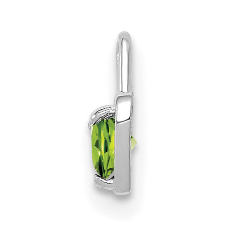 14k White Gold Heart Pendant with Synthetic Peridot, August Birthstone Jewelry for Women