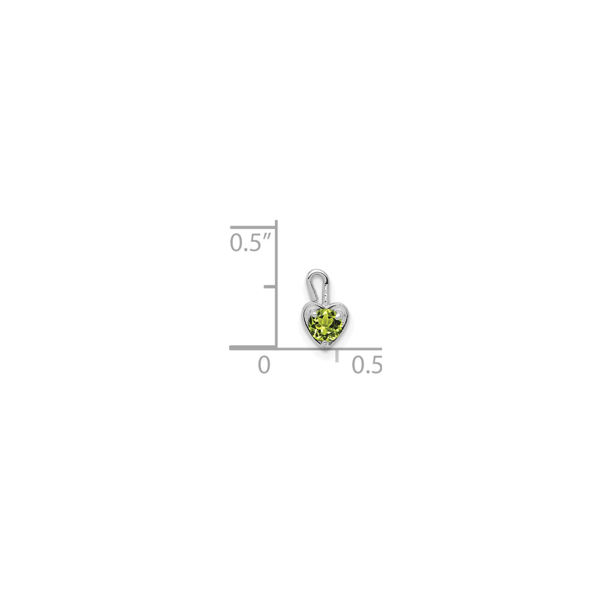 14k White Gold Heart Pendant with Synthetic Peridot, August Birthstone Jewelry for Women