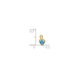 14k Yellow Gold Heart Pendant with Round Synthetic Blue Birthstone for Women