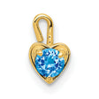 14k Yellow Gold Heart Pendant with Round Synthetic Blue Birthstone for Women