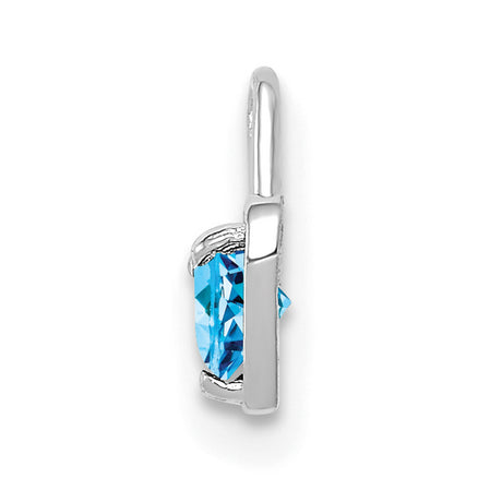 December Synthetic Birthstone Heart Charm Pendant in Real 14k White Gold