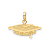 14k Yellow Gold Graduation Cap Pendant, Academic Symbol Charm for Women or Unisex