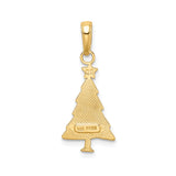 14k Yellow Gold Christmas Tree Pendant, Detailed Holiday Charm with Star, Festive Religious Design