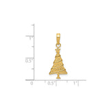 14k Yellow Gold Christmas Tree Pendant, Detailed Holiday Charm with Star, Festive Religious Design