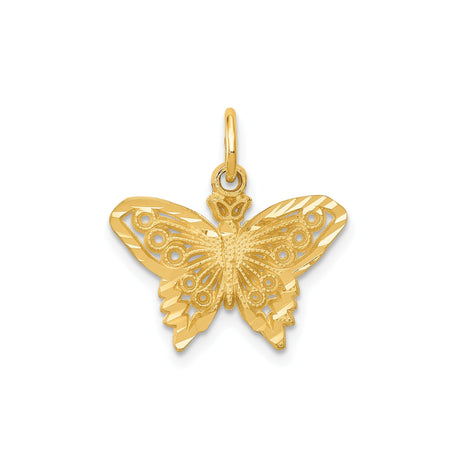 14k Yellow Gold Butterfly Pendant with Intricate Filigree Detailing