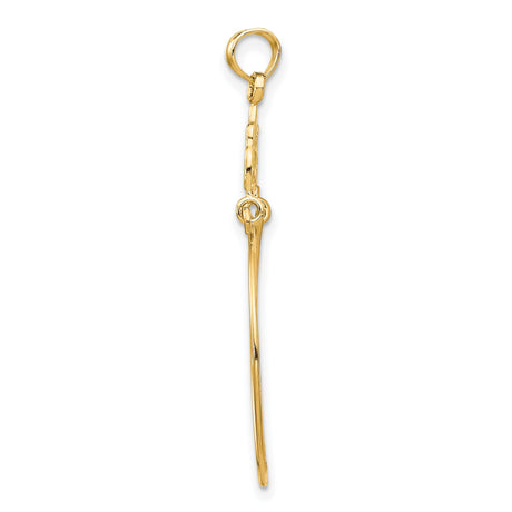 14k Yellow Gold Charm Holder Pendant with Filigree Detail and Crown Motif