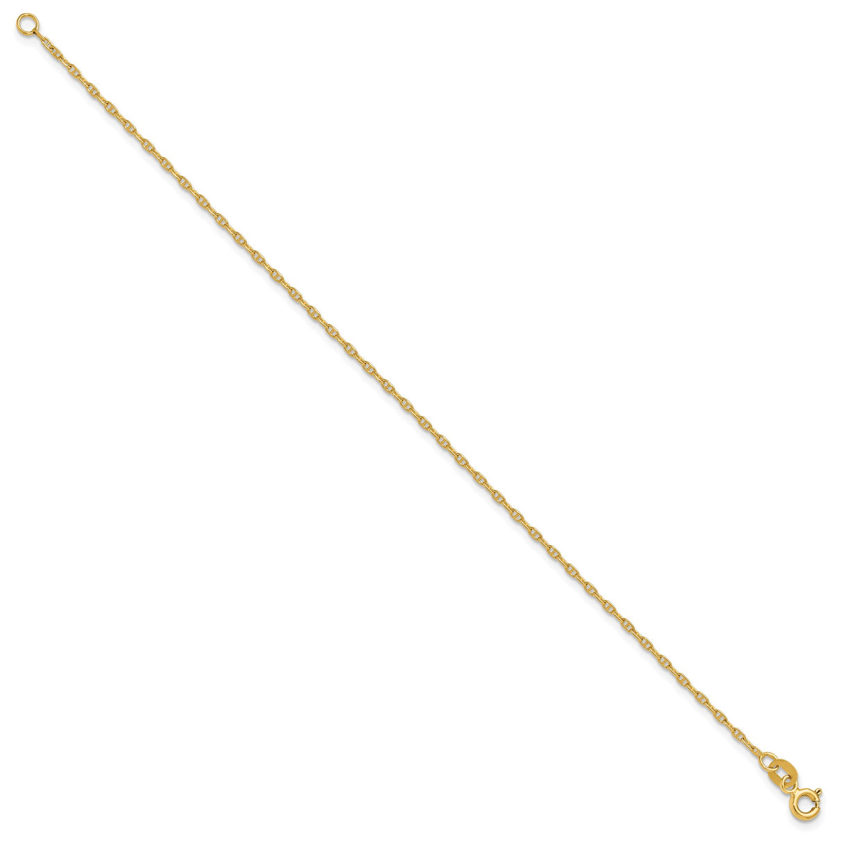 14K Yellow Gold 1.5 mm Polished Chain Anklet